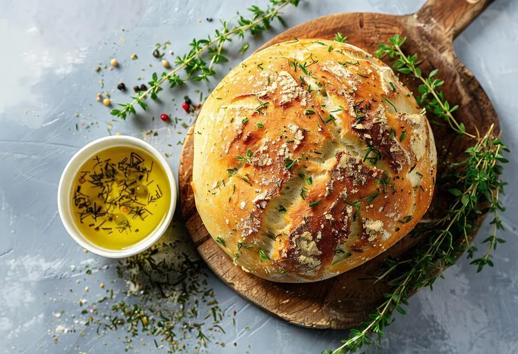 Crusty No-Knead Thyme Bread