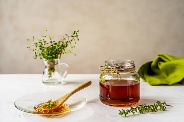 Thyme Infused Honey for Cooking and Sore Throats