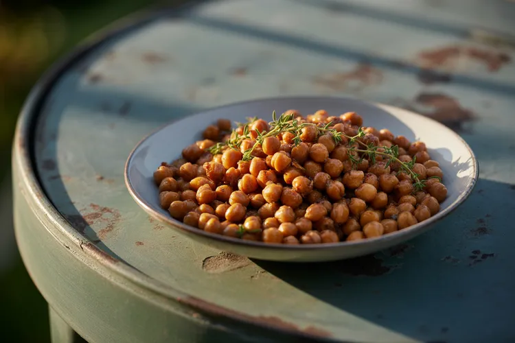 Thyme Roasted Chickpeas (Crispy Snack Recipe)
